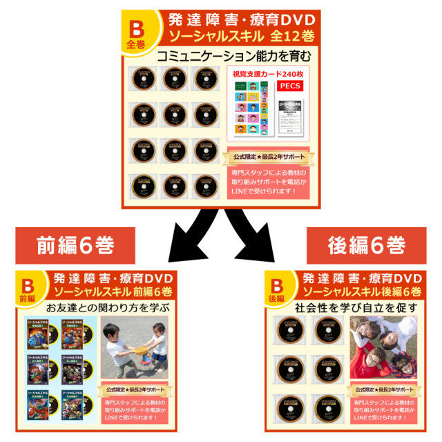 公式・最新版】ソーシャルスキル全12巻　SST　ソーシャルスキルトレーニング　園や小学校での集団行動やコミュニケーションの取り方を見て学べる視覚支援教材　星みつる式　フラッシュカードDVD